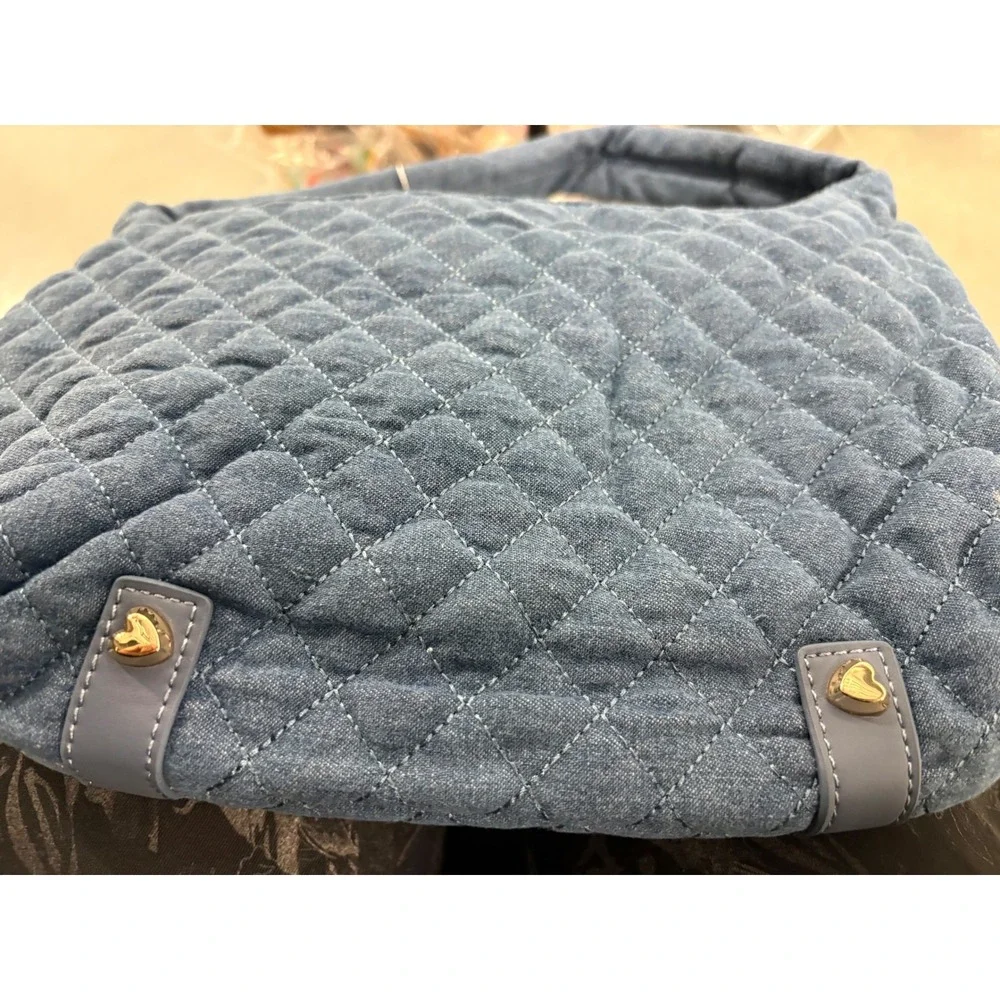 HeartLove by Charo‎ Quilted Denim Backpack Blue Upcycled Eco Friendly New